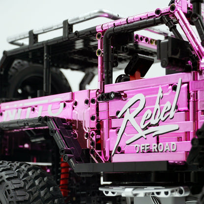 Trilumity Jeep Wrangler Off-Road Electroplating Pink Limited Edition Building Block Set, 1:6 Scale, Remote Control, 2,121-Piece