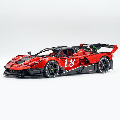 Trilumity Motorized Building Block Set: 1:8 The Ultimate Italian Hybrid Hypercar Evo | Pearl Red Painting Italian Flagship (4058Piece)