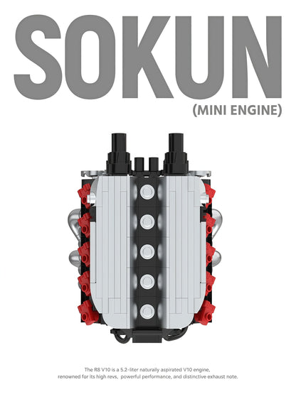 Trilumity Building Block Set: Audi R8 V10 Engine | Home Decor (392-Piece)