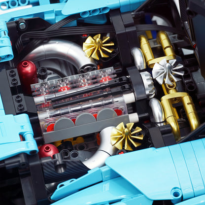 Trilumity Building Block Set: 1:8 Italian Bull | Full-Function RC Sant'Agata Supercar | Uv Sky Blue Custom Edition (3601-Piece)