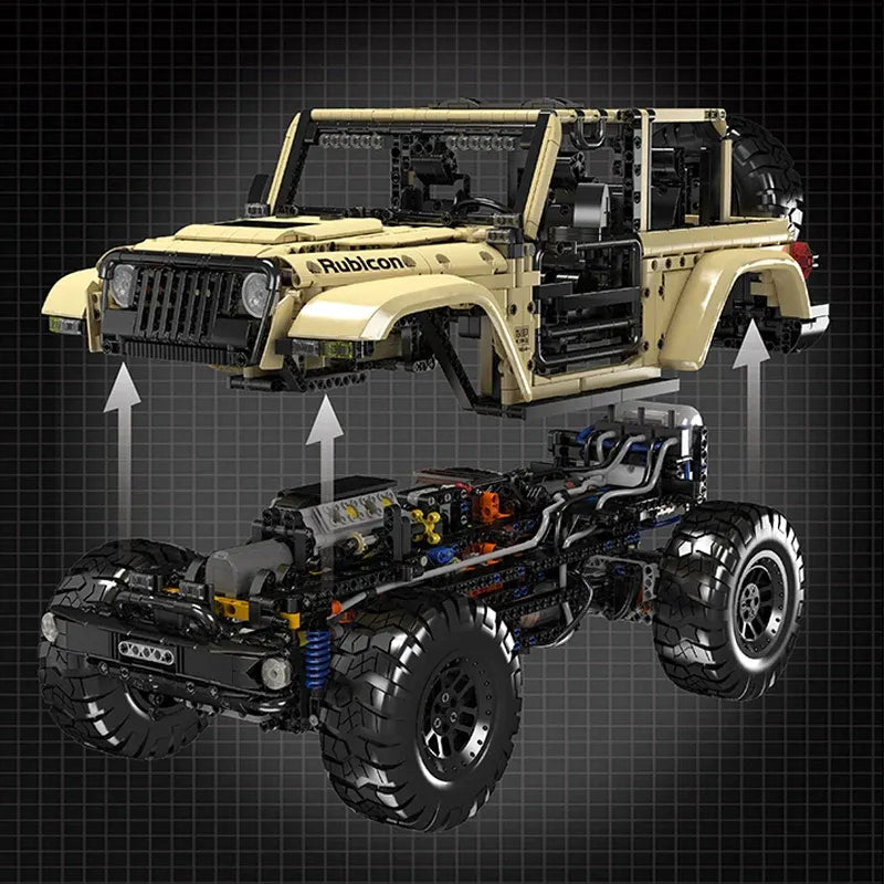 Mould King MOC Motorized Building Block Set: RC Jeep Wrangler SUV Car, Model K13184