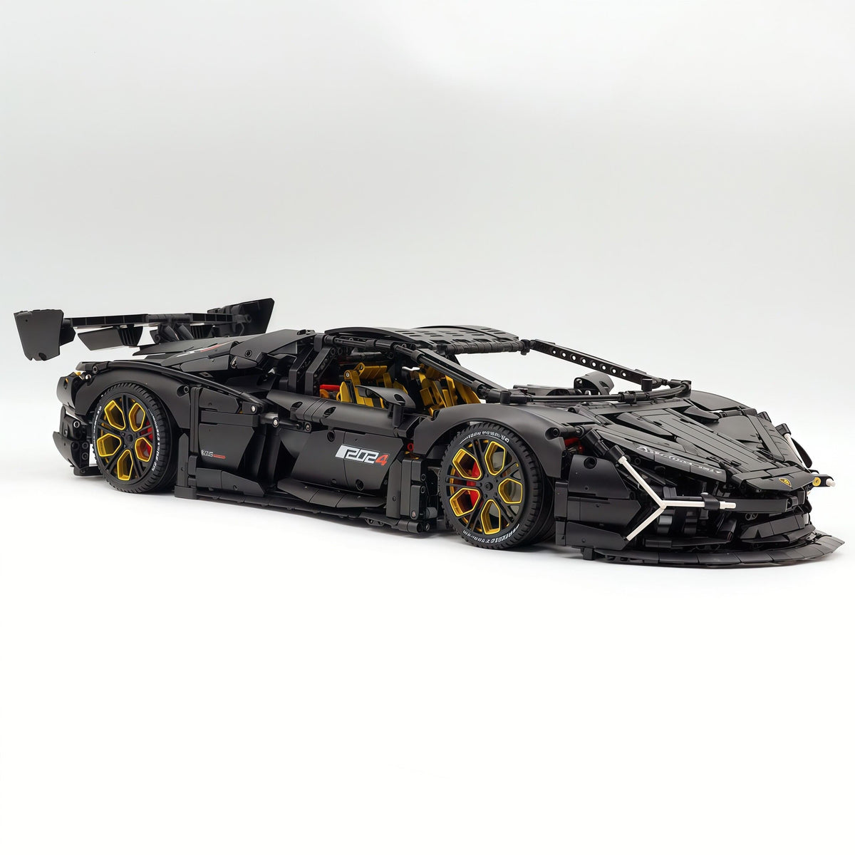 Trilumity Motorized Building Block Set: 1:8 Italian Bull Jota V12 Hypercar – Barrel Plated Matte Black Customized Edition (3260-Piece)