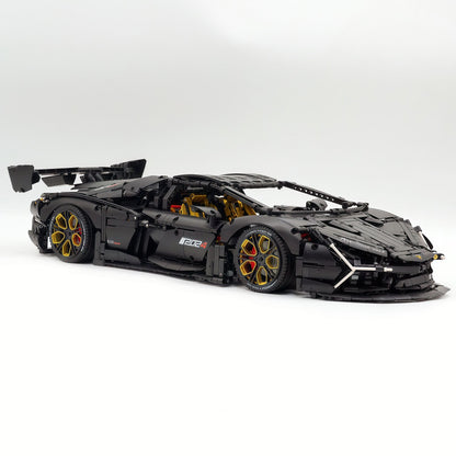 Trilumity Motorized Building Block Set: 1:8 Italian Bull Jota V12 Hypercar – Barrel Plated Matte Black Customized Edition (3260-Piece)