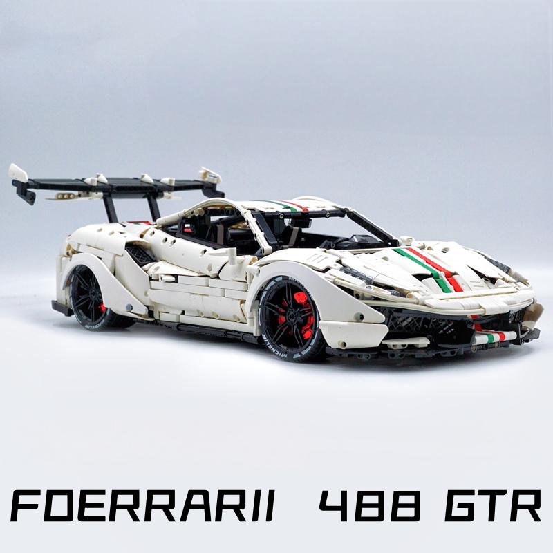 Trilumity Motorized Building Block Set: 1:8 The Ultimate Maranello V8 GT Supercar, GTR-style widebody kit and large rear wing (3237-Piece)