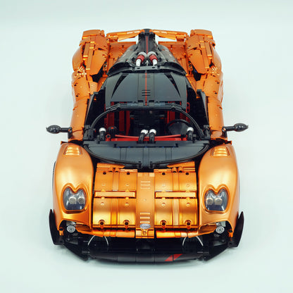 Trilumity Building Block Set: 1:8 The Ultimate Pagani Utopia Supercar | Customized Orange Gold V12 Italian Exotic (3314Piece)
