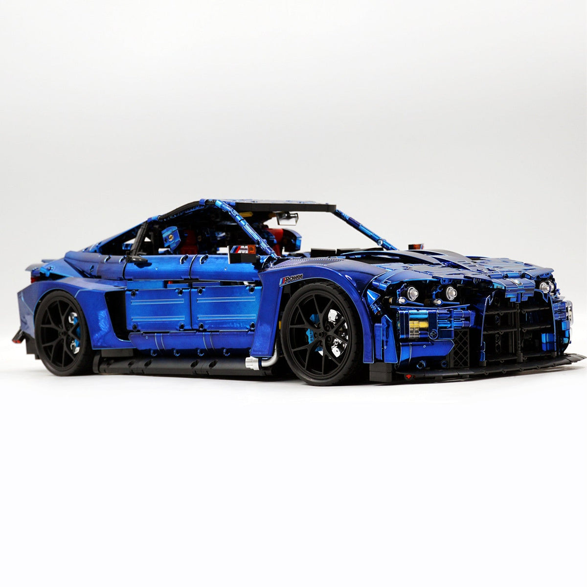 Trilumity Motorized Building Block Set: 1: 8 BMW M4 GT3 Building Set, Fully Detailed Simulation, Electric Sapphire Blue Custom Edition (4556Piece)