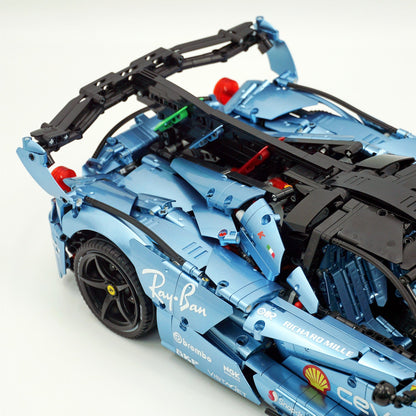 Trilumity Motorized Building Block Set: 1:8 The Ultimate Italian Hybrid Hypercar Evo | Customized Electroplating Tiffany Blue Italian Exotic