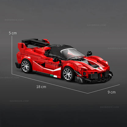 Trilumity Building Block Set: 1:24 Red Italian Hypercar & Scania Trailer Set (1728Piece)