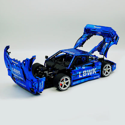 Trilumity Building Block Set: 1:8 The Ultimate 80s Turbo Icon Supercar | Lb Style Electroplated Mirror Royal Blue Edition (4026-Piece)