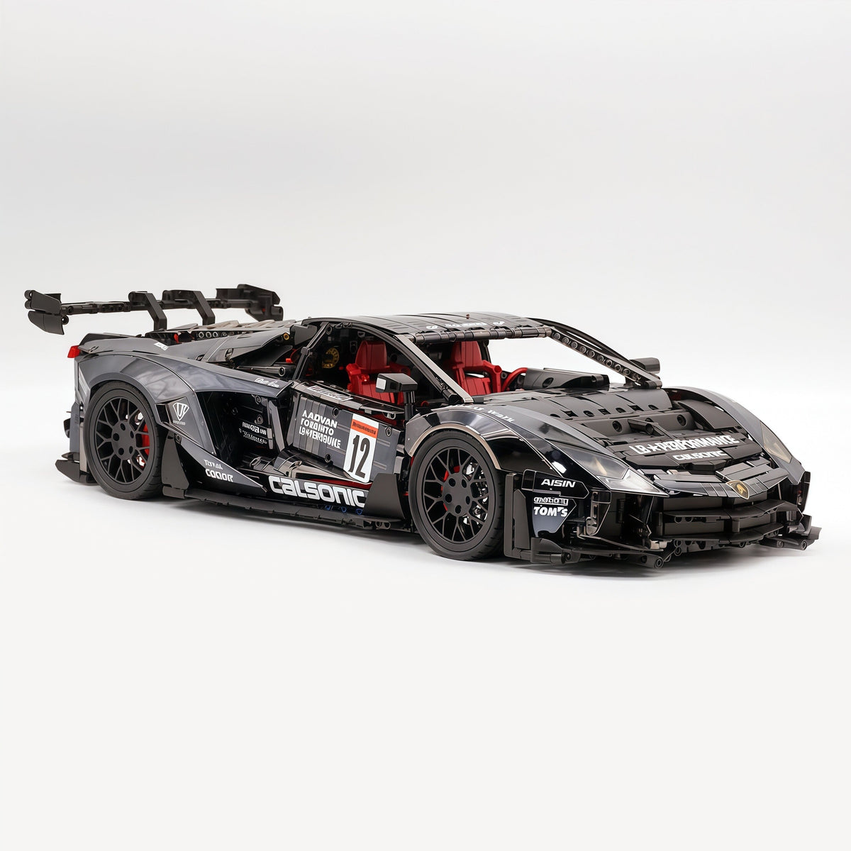 Trilumity Building Block Set: 1:8 Lamborghini Aventador Svj Lbwk | Electroplated Black Custom Bull Widebody Supercar