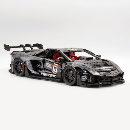 Trilumity Building Block Set: 1:8 Lamborghini Aventador Svj Lbwk | Electroplated Black Custom Bull Widebody Supercar