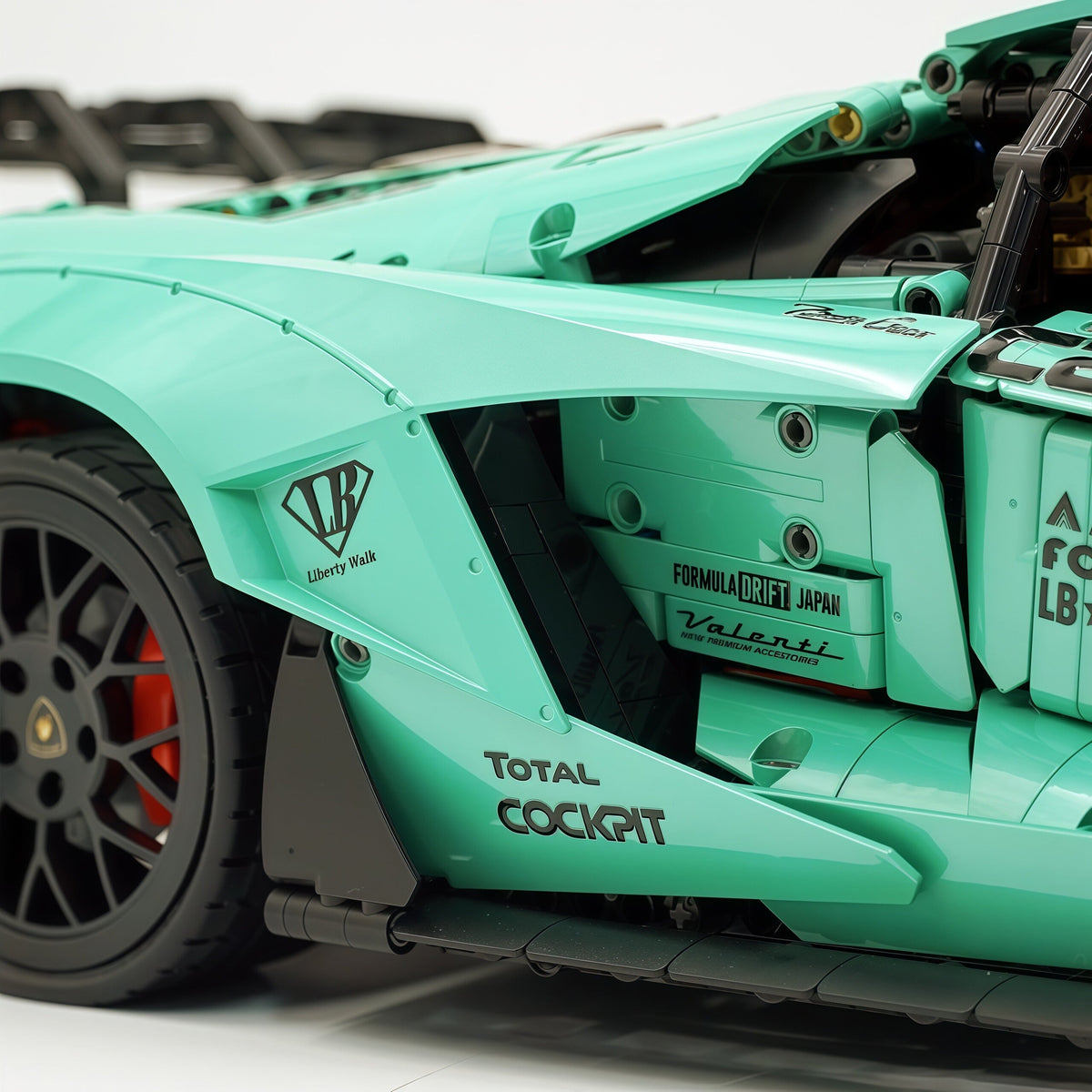 Trilumity Building Block Set: 1:8 Lamborghini Aventador Svj Lbwk | Baked Enamel Mint Green Limited Bull Widebody Supercar (4990+-Piece)