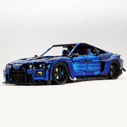 Trilumity Motorized Building Block Set: 1: 8 BMW M4 GT3 Building Set, Fully Detailed Simulation, Electric Sapphire Blue Custom Edition (4556Piece)