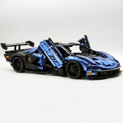 Trilumity Building Block Set: 1: 8 The Ultimate Lamborghini Essenza Scv12, Mirror Blue Plated Limited Edition (4100+Piece)