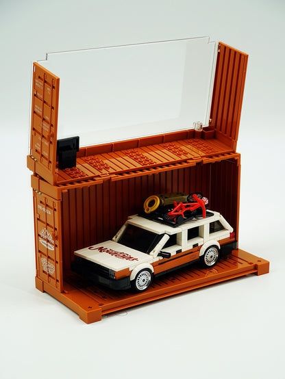 Trilumity Building Block Set: Volkswagen Santana 80s German Wagon Sleeper with Container Display Case(457-Piece)