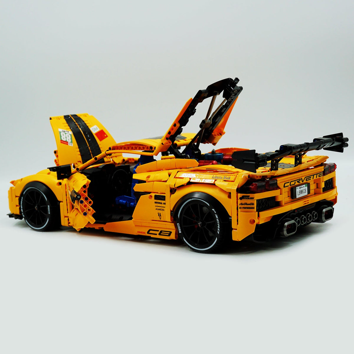 Trilumity Motorized Building Block Set: 1: 8 Corvette C8 Supercar Building Sets with Remote Control, Electric lift tail, Electric Lifting Chassis