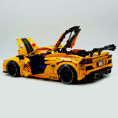 Trilumity Motorized Building Block Set: 1: 8 Corvette C8 Supercar Building Sets with Remote Control, Electric lift tail, Electric Lifting Chassis