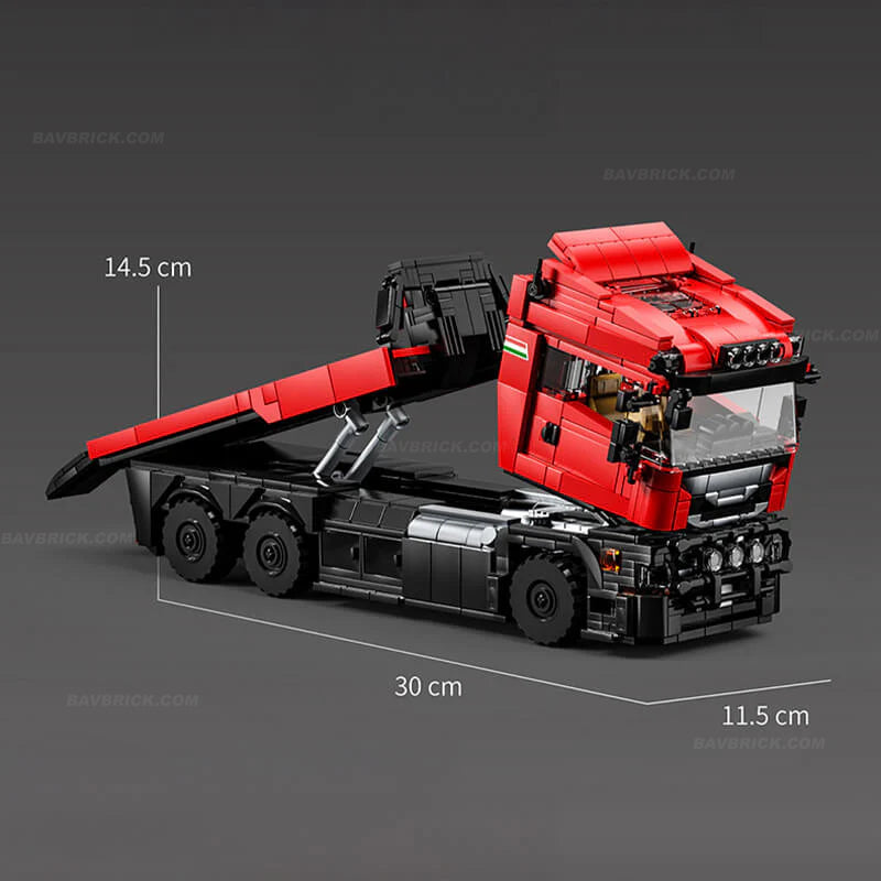 Trilumity Building Block Set: 1:24 Red Italian Hypercar & Scania Trailer Set (1728Piece)