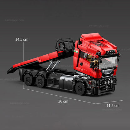 Trilumity Building Block Set: 1:24 Red Italian Hypercar & Scania Trailer Set (1728Piece)
