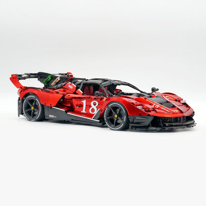 Trilumity Motorized Building Block Set: 1:8 The Ultimate Italian Hybrid Hypercar Evo | Pearl Red Painting Italian Flagship (4058Piece)