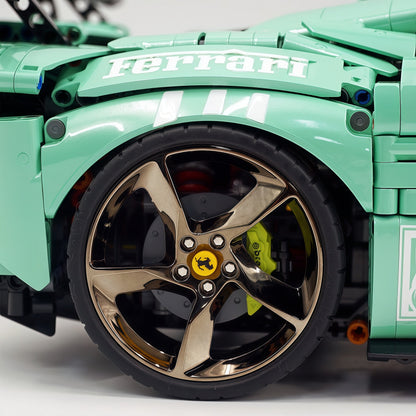 Trilumity Motorized Building Block Set: 1:8 Xx Track Hybrid Baked Enamel Mint Green Limited Color, The Ultimate Supercar, More Than 12 Features