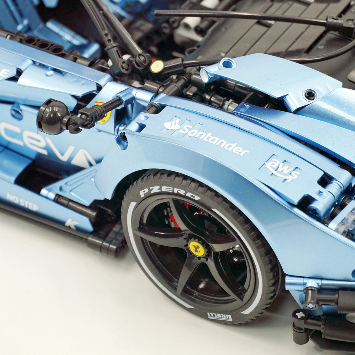 Trilumity Motorized Building Block Set: 1:8 The Ultimate Italian Hybrid Hypercar Evo | Customized Electroplating Tiffany Blue Italian Exotic