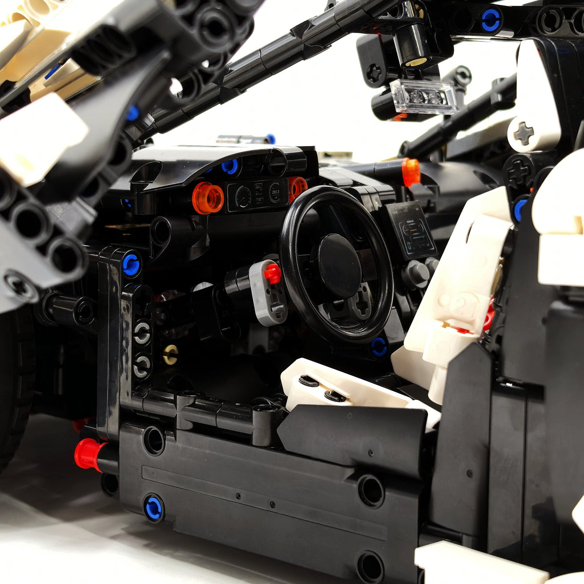 Trilumity Motorized Building Block Set: 1: 8 British Hybrid Hypercar White Goddess Supercar Building Sets with Remote Control, Electric lift tail