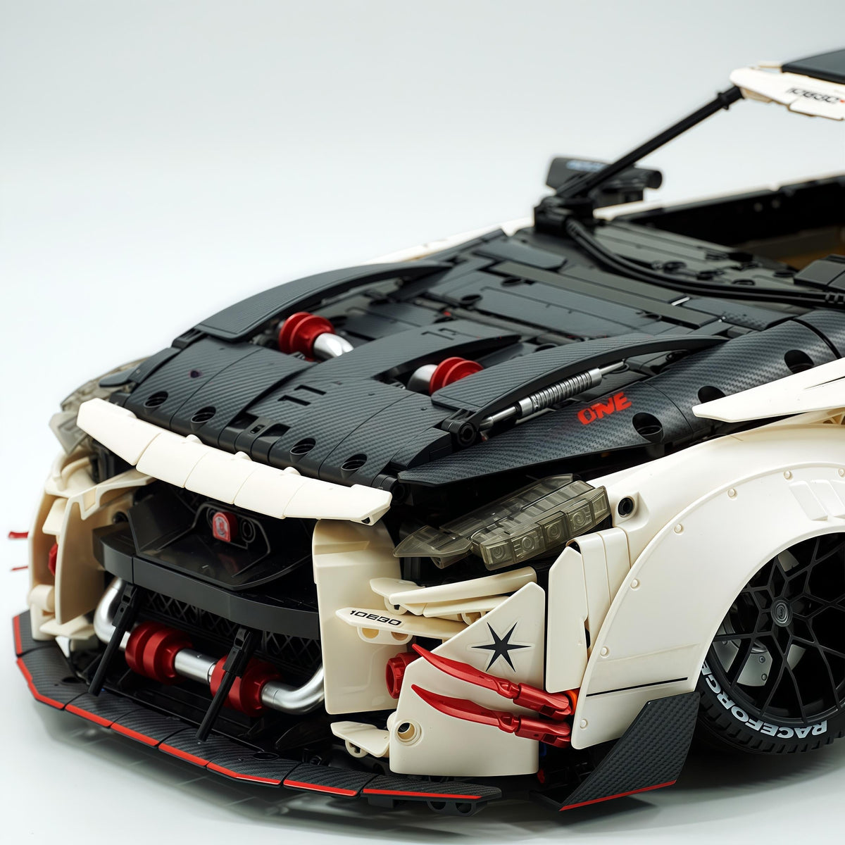 Trilumity Motorized Building Block Set: 1:8 Nissan GT-R R35 Widebody Edition | White Beast | 3939+-Piece