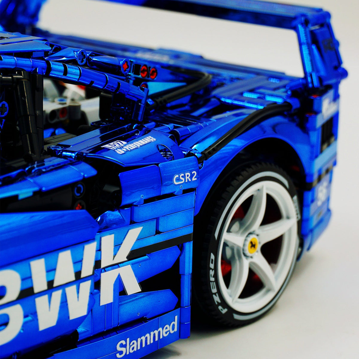 Trilumity Building Block Set: 1:8 The Ultimate 80s Turbo Icon Supercar | Lb Style Electroplated Mirror Royal Blue Edition (4026-Piece)