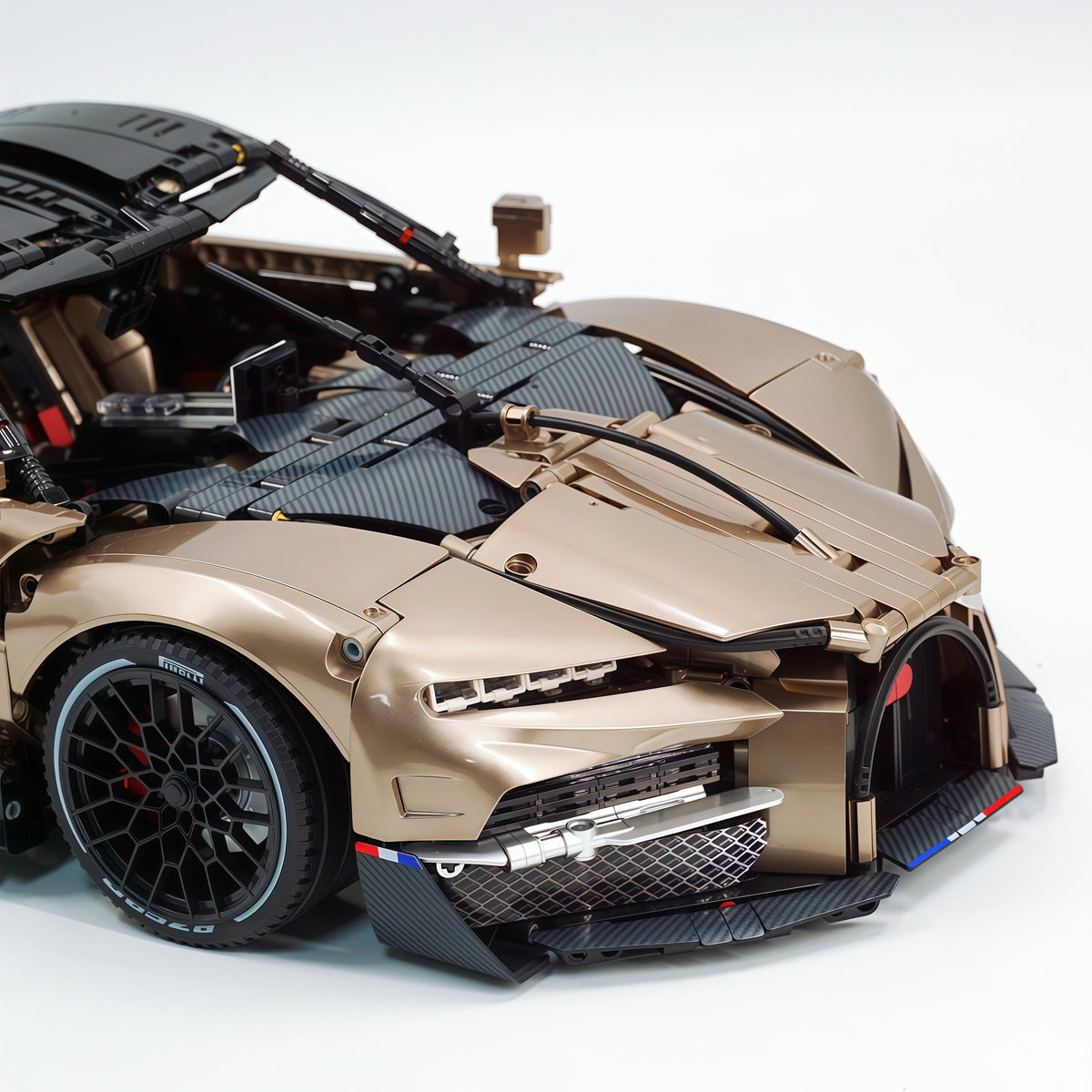 Trilumity Motorized Building Block Set: 1:8 French Hybrid V16 Hypercar | Combination of Bronze and Pearl Black | Ultimate Collector's Item