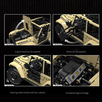 Mould King MOC Motorized Building Block Set: RC Jeep Wrangler SUV Car, Model K13184