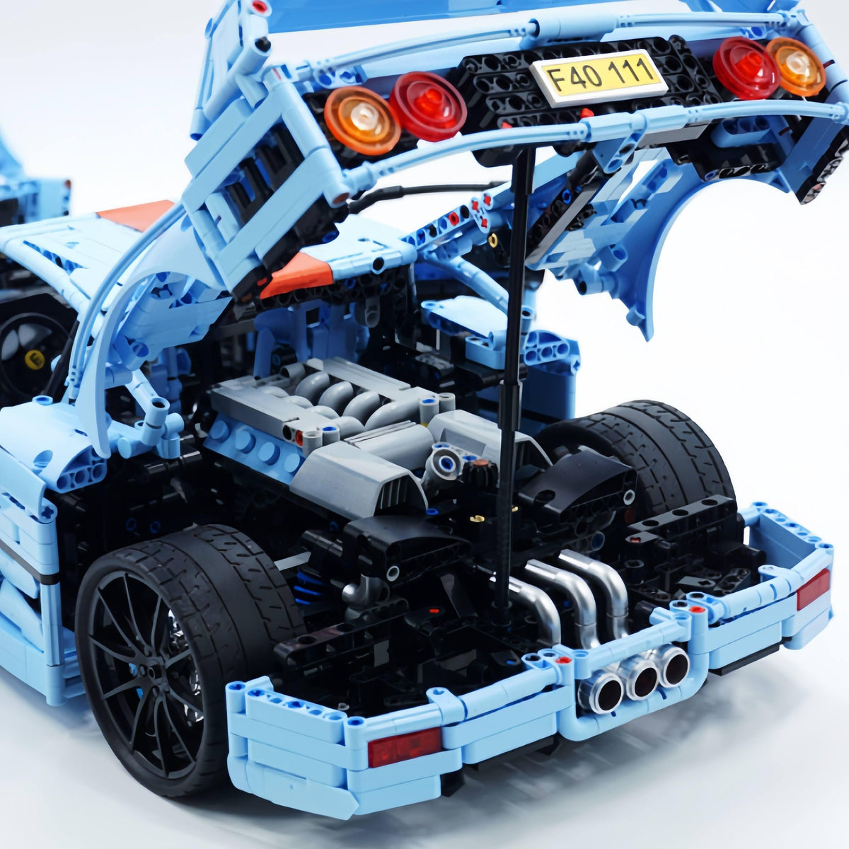 Trilumity Building Block Set: 1:8 The Ultimate 80s Turbo Icon Supercar, Gulf Blue Custom Edition (4026-Piece)