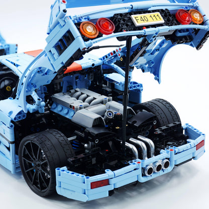 Trilumity Building Block Set: 1:8 The Ultimate 80s Turbo Icon Supercar, Gulf Blue Custom Edition (4026-Piece)