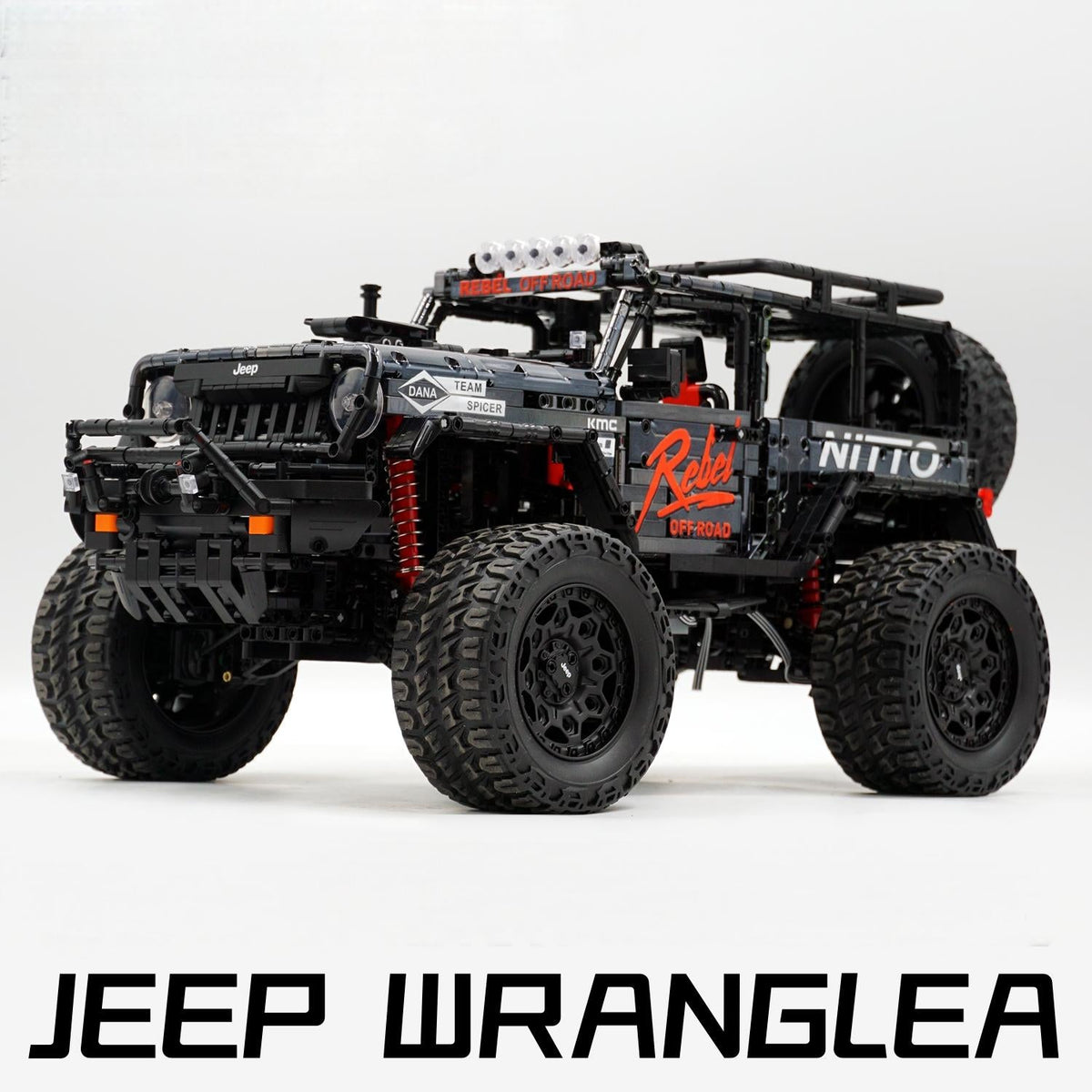 Trilumity Jeep Wrangler Off-Road Electroplating Black Limited Edition Building Block Set, 1:6 Scale, Remote Control, 2,121-Piece
