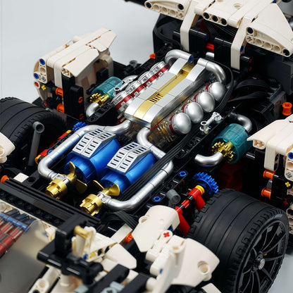 Trilumity Motorized Building Block Set: 1: 8 Alfa Romeo 33 Stradale Supercar, White Goddess Customized Version (3861-Piece)