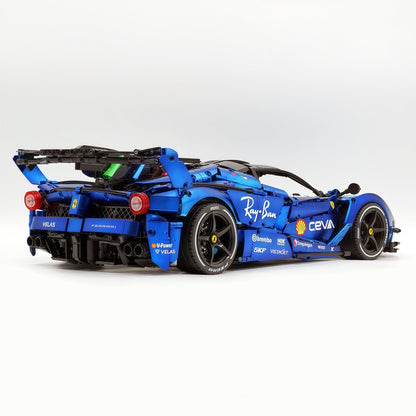 Trilumity Motorized Building Block Set: 1:8 The Ultimate Italian Hybrid Hypercar Evo | Matte Sapphire Blue Custom Edition (4058Piece)