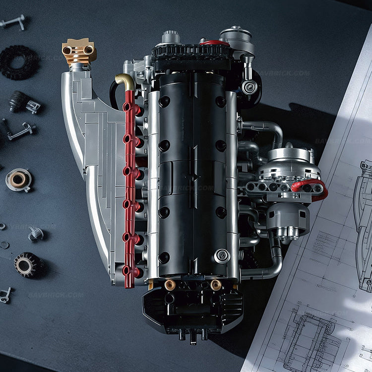 Trilumity Building Block Set: 2Jz-Gte Engine | Single Turbo Japanese Inline 6 Engine(974Piece)