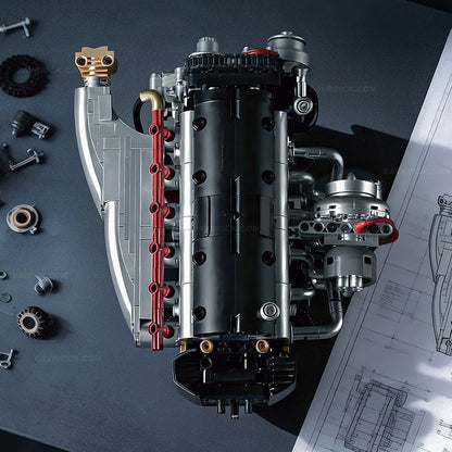 Trilumity Building Block Set: 2Jz-Gte Engine | Single Turbo Japanese Inline 6 Engine(974Piece)