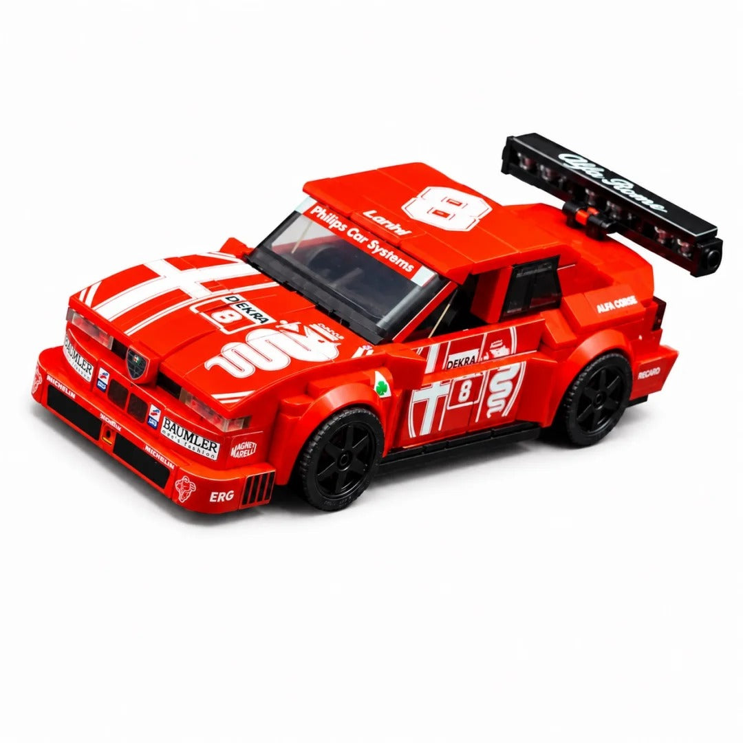 Trilumity Building Block Set: 1:24 Alfa Romeo 155 V6 Ti | Red Flame Warrior | Includes a Complete Set of Stickers (376-Piece)