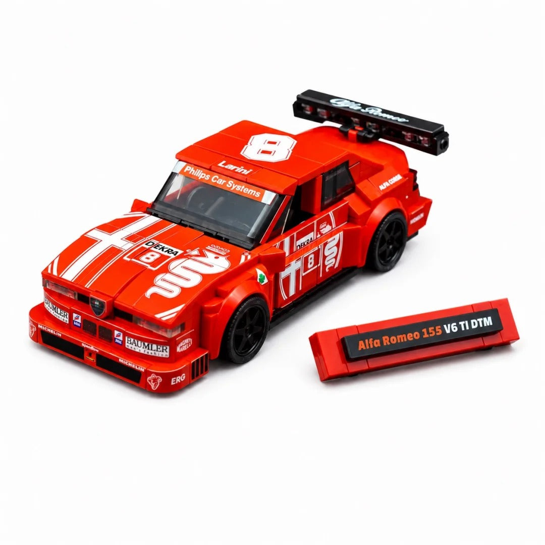 Trilumity Building Block Set: 1:24 Alfa Romeo 155 V6 Ti | Red Flame Warrior | Includes a Complete Set of Stickers (376-Piece)