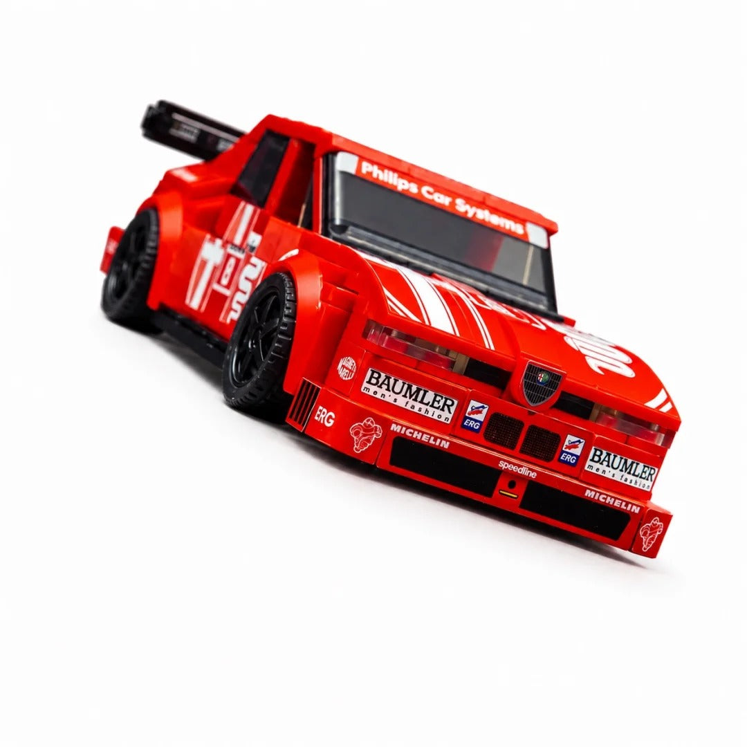 Trilumity Building Block Set: 1:24 Alfa Romeo 155 V6 Ti | Red Flame Warrior | Includes a Complete Set of Stickers (376-Piece)