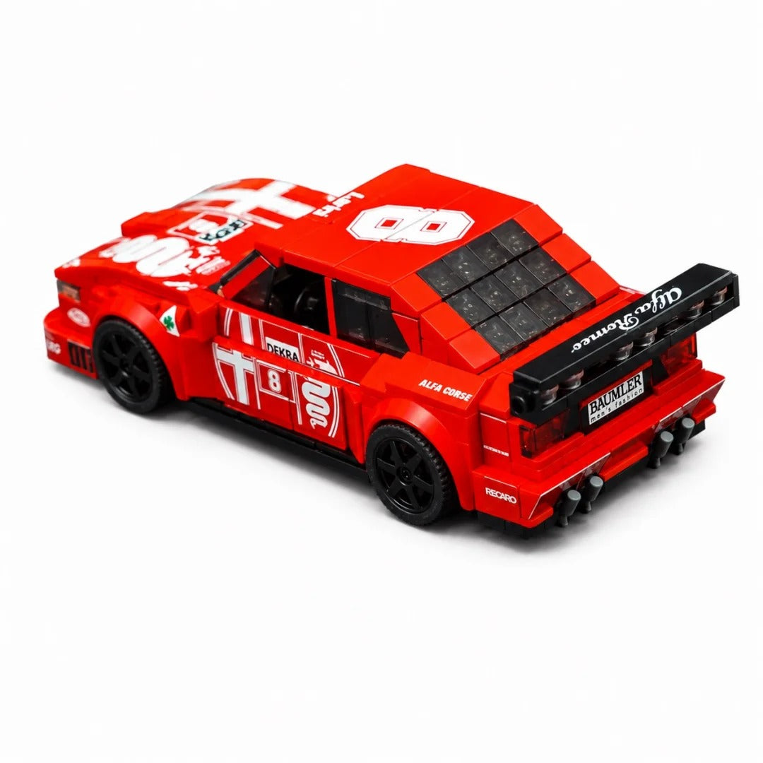 Trilumity Building Block Set: 1:24 Alfa Romeo 155 V6 Ti | Red Flame Warrior | Includes a Complete Set of Stickers (376-Piece)