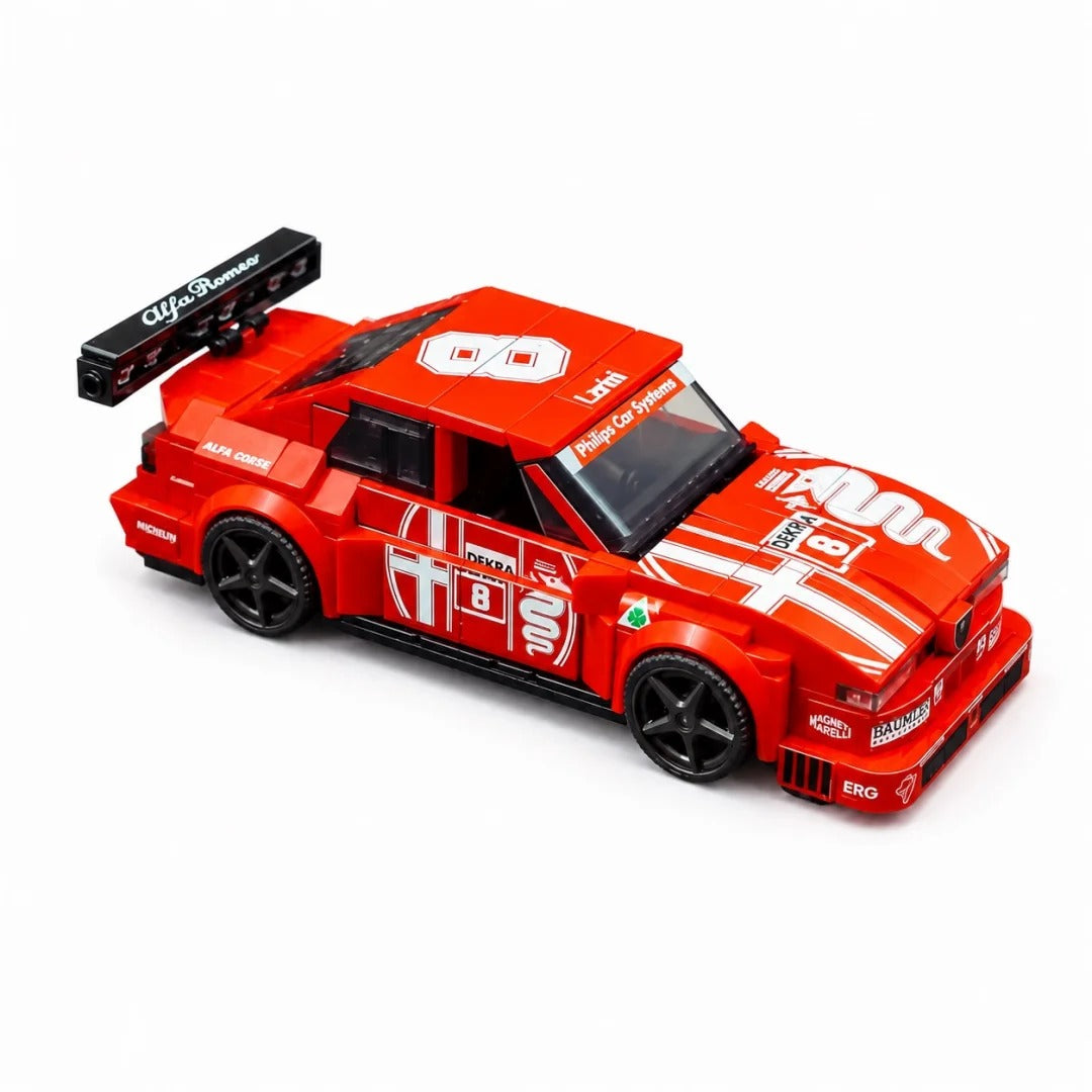Trilumity Building Block Set: 1:24 Alfa Romeo 155 V6 Ti | Red Flame Warrior | Includes a Complete Set of Stickers (376-Piece)