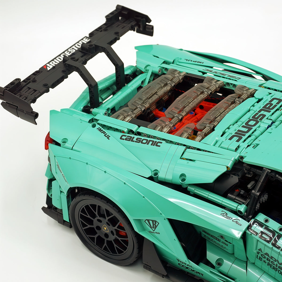 Trilumity Building Block Set: 1:8 Lamborghini Aventador Svj Lbwk | Baked Enamel Mint Green Limited Bull Widebody Supercar (4990+-Piece)