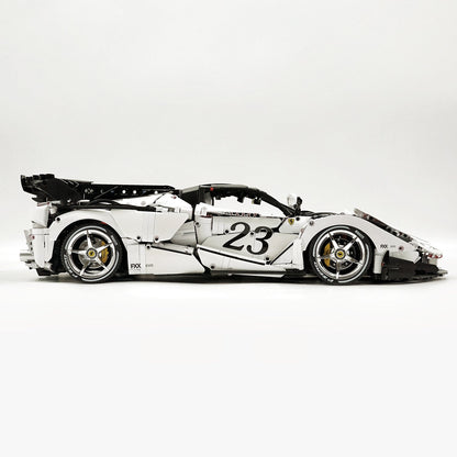 Trilumity LaFerrari FXXK EVO Custom Modified, Rare Pearl White Enamel Paint Building Block Set, 1:8 Scale, 4,739-Piece