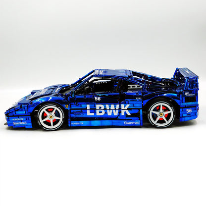 Trilumity Building Block Set: 1:8 The Ultimate 80s Turbo Icon Supercar | Lb Style Electroplated Mirror Royal Blue Edition (4026-Piece)