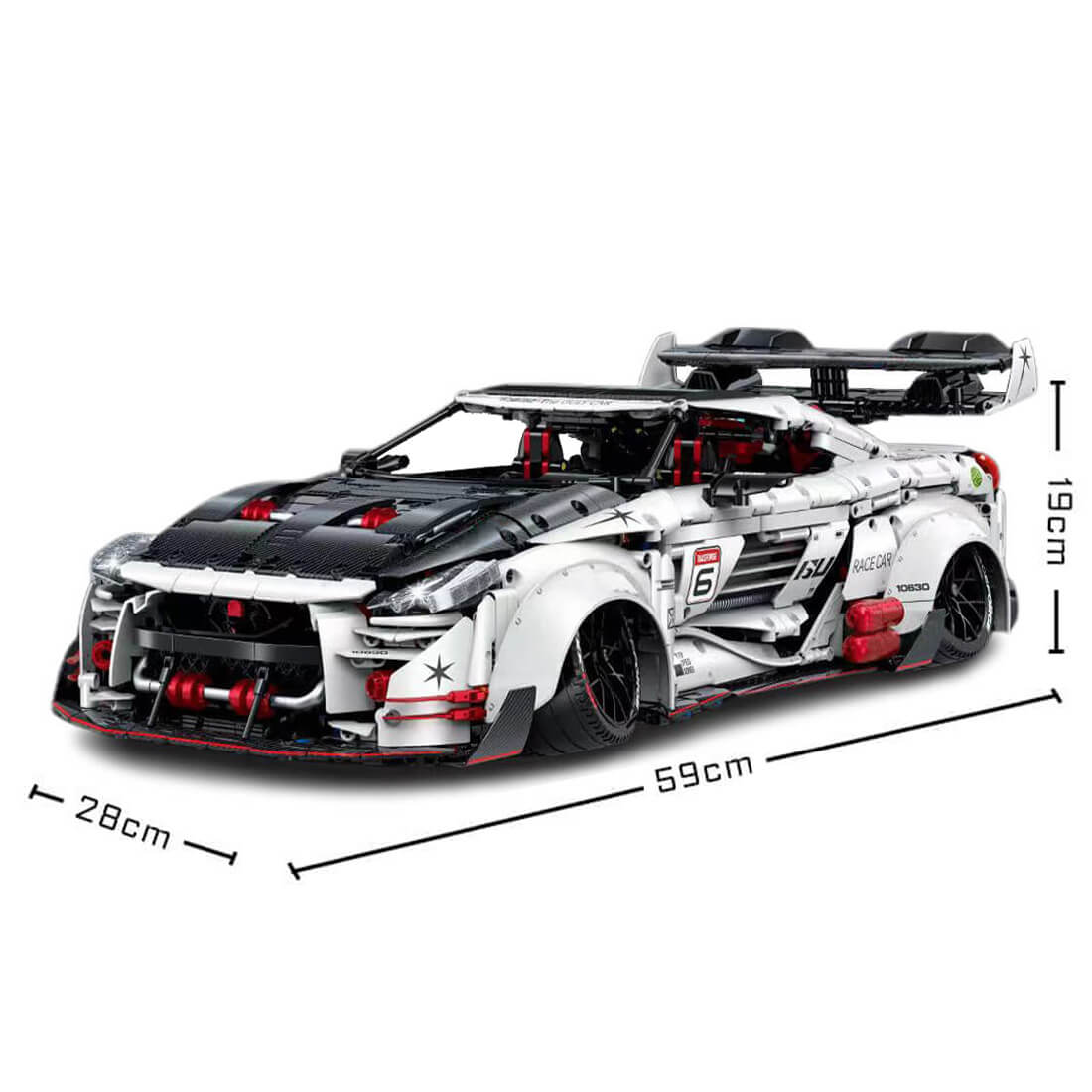 Trilumity Motorized Building Block Set: 1:8 Nissan GT-R R35 Widebody Edition | White Beast | 3939+-Piece