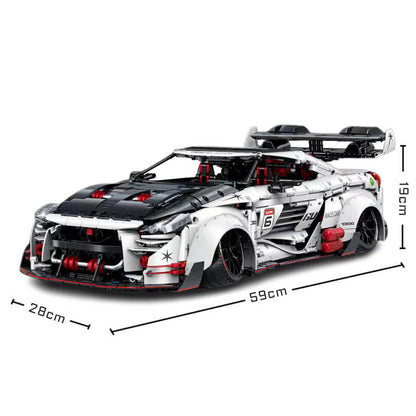 Trilumity Motorized Building Block Set: 1:8 Nissan GT-R R35 Widebody Edition | White Beast | 3939+-Piece