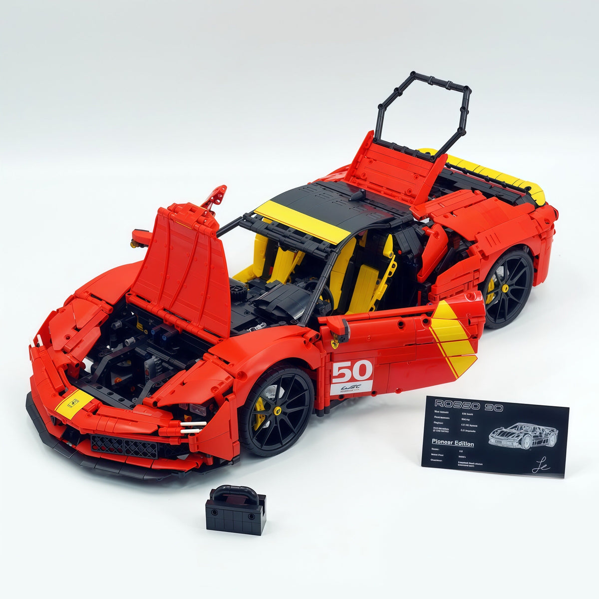 Trilumity Building Block Set: 1:8 Ferrari Sf90 Hypercar | Mechanical Linkage Version (3797-Piece)