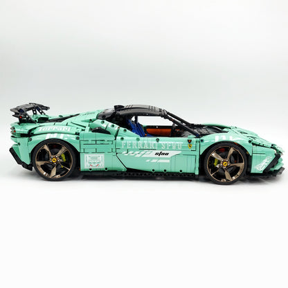Trilumity Motorized Building Block Set: 1:8 Xx Track Hybrid Baked Enamel Mint Green Limited Color, The Ultimate Supercar, More Than 12 Features